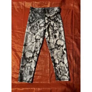 Zara Terez Leggings Womens M SoulCycle Gray Black Skull Print Active Leggings
